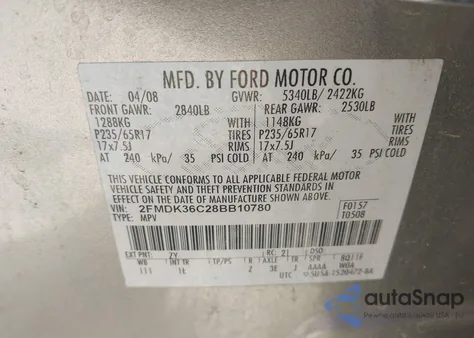 2008 Ford Edge Se z USA, uszkodzony, nr VIN 2FMDK36C28BB10780
